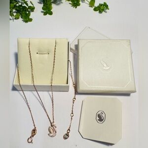 Swarovski Rose Gold Tone Necklace with Swan Pendant